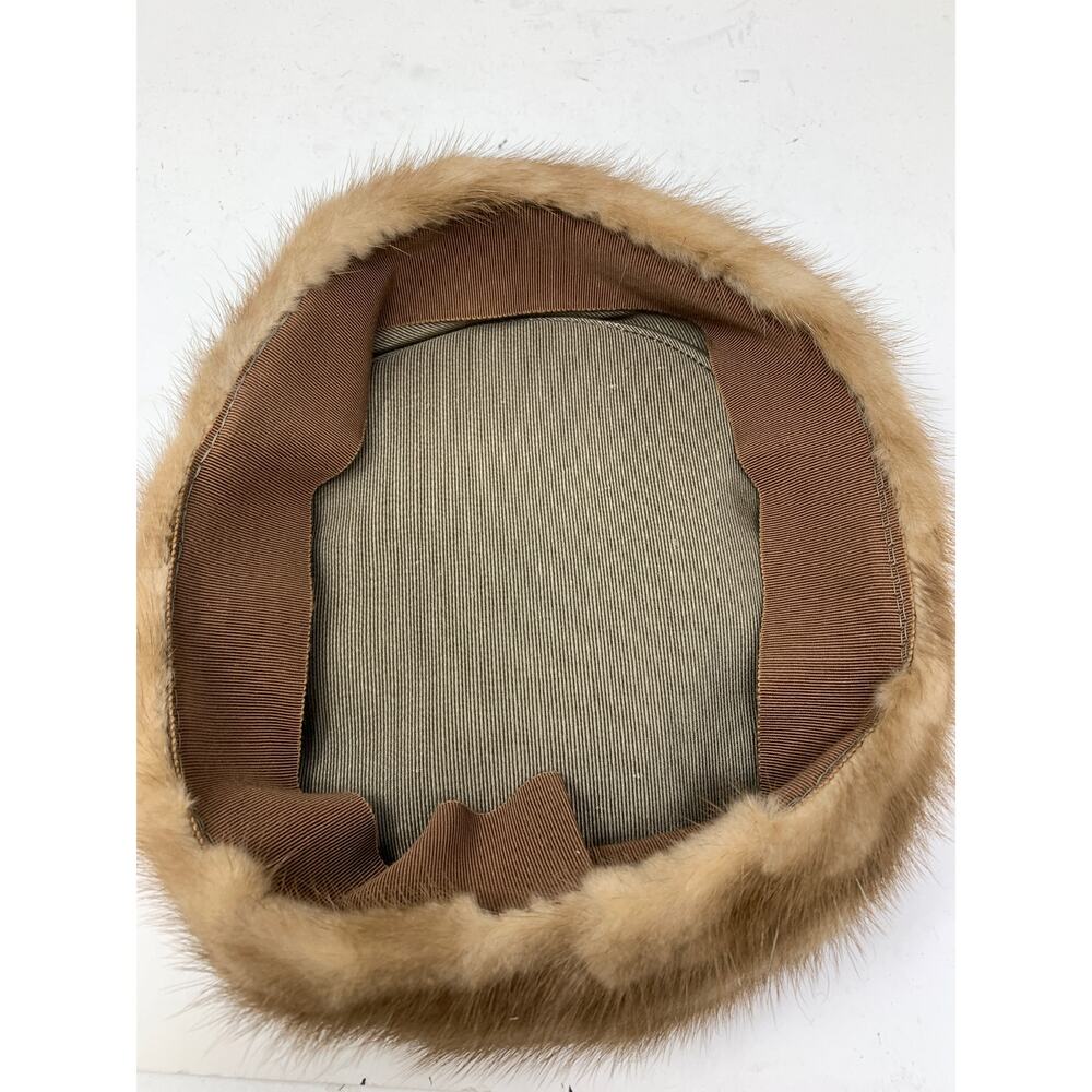 Vintage Unbranded Pillbox Fur Hat Brown *FLAWS READ - Picture 5 of 6